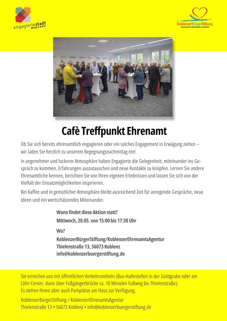 Plakat für die Veranstaltung Café Treffpunkt Ehrenamt