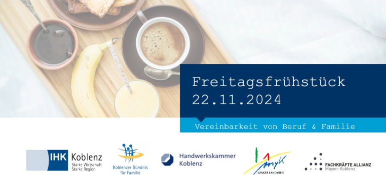 Frühstückstisch mit Datum der nächsten Veranstaltung und Kooperationspartnerinnen