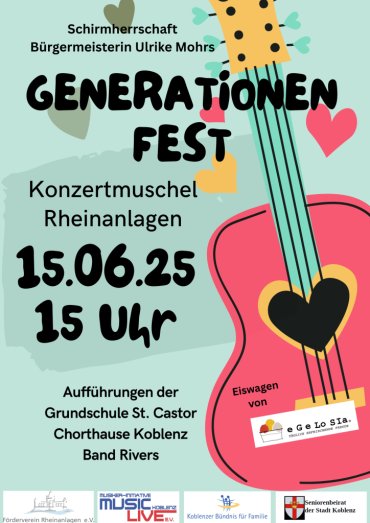 Plakat für das Generationenfest in der Konzertmuschel am 15.06.2025 Plakat für das Generationenfest in der Konzertmuschel am 15.06.2025
